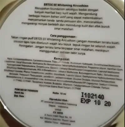 33522 ertos air cushion ingredients